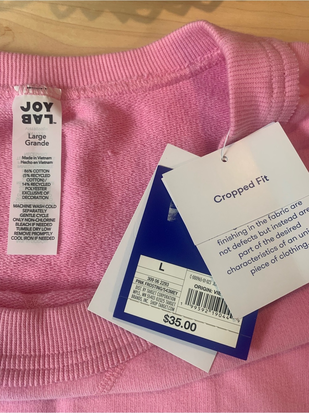 JoyLab pink cropped sweatshirt with heart patches size Large - Picture 8 of 10